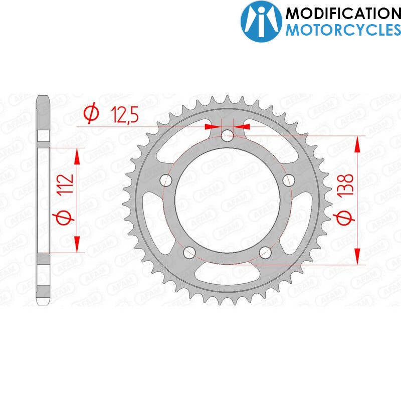Couronne 38 dents acier pas 520 type 10627 Honda X-ADV AF