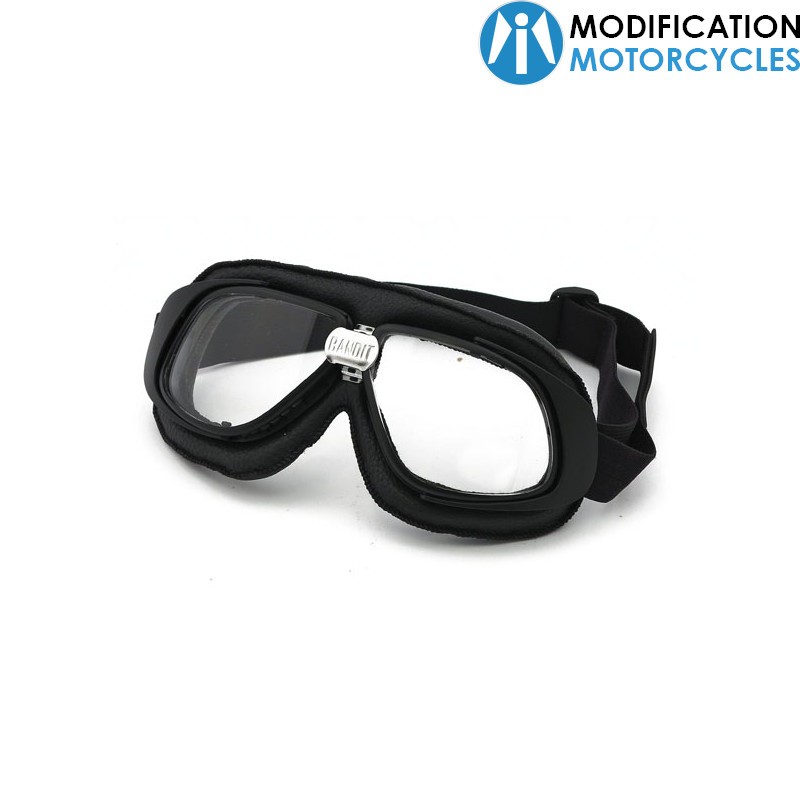 Lunettes moto noires vintage Classic Goggle lentilles transparentes pour moto Vintage