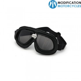 Lunettes moto vintage noires Classic Goggle lentilles fumées pour moto Vintage