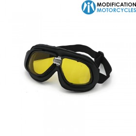 Lunettes moto noires vintage Classic Goggle lentilles jaunes pour moto Vintage