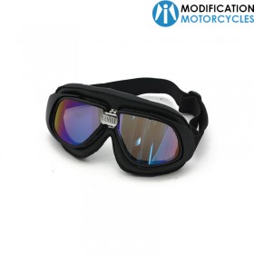 Lunettes moto noires vintage Classic Goggle lentilles Iridium violettes pour moto Vintage