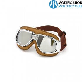 Lunettes moto vintage Classic Goggle lentilles argentées pour moto Vintage