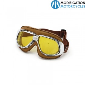 Lunettes moto vintage Classic Goggle Lentilles jaunes pour moto Vintage