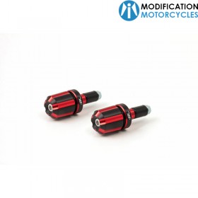 Embouts de guidon Dual Dise Noir/Rouge pour moto Vintage LSL 135-D07RT