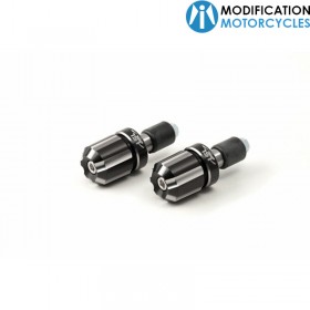 Embouts de guidon LSL Dual Dise Noir/Argent pour moto Vintage