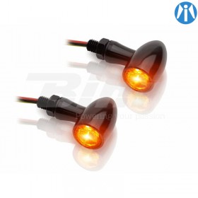 Clignotants et Position AV LED clair alu noir (la paire) pour moto Vintage