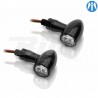 Clignotants et Position AV LED clair alu noir (la paire) pour moto Vintage