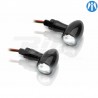 Clignotants et Position AV LED clair alu noir (la paire) pour moto Vintage