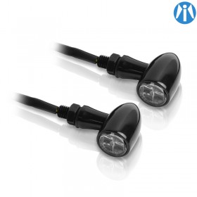 Clignotants LED clair alu noir (la paire) pour moto Vintage