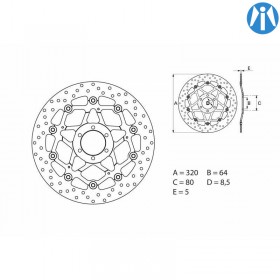 Disque de frein AV Oro rond flottant pour Moto Guzzi V7 pour moto Vintage