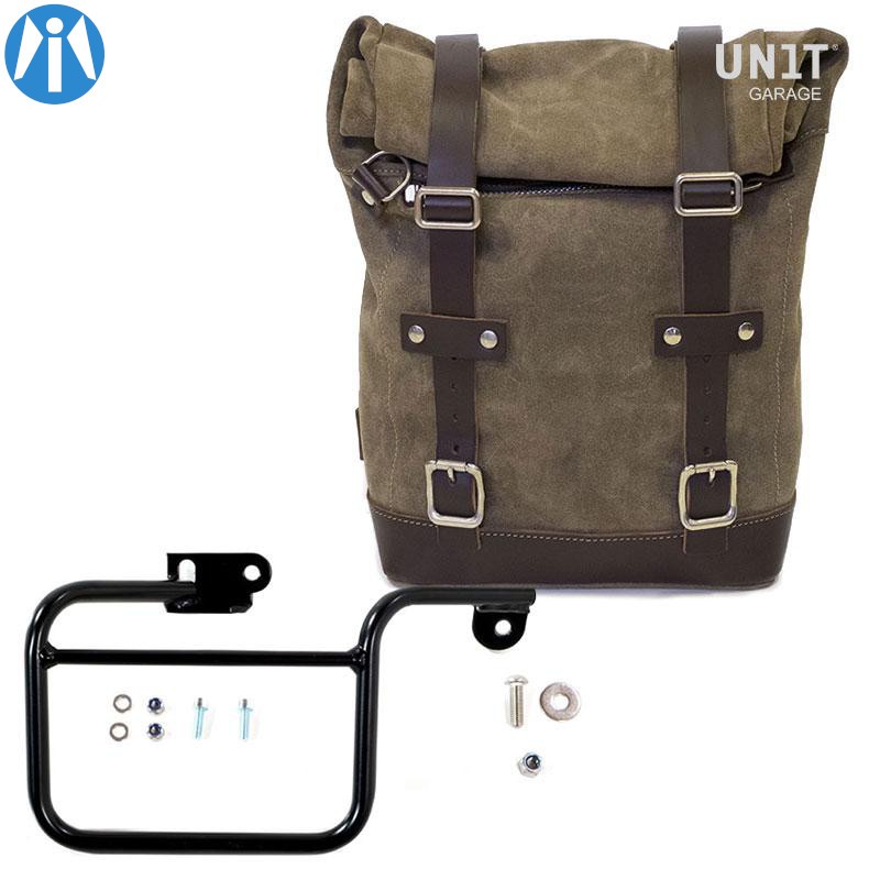 Sacoche latérale cuir suédé lanières cuir + support BMW K75 K100 Unit Garage U002MossGrey Sacoche latérale cuir suédé lanières cuir + support BMW K75 K100 Unit Garage U002MossGrey