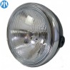 Optique de phare British noir cerclage chrome 7"