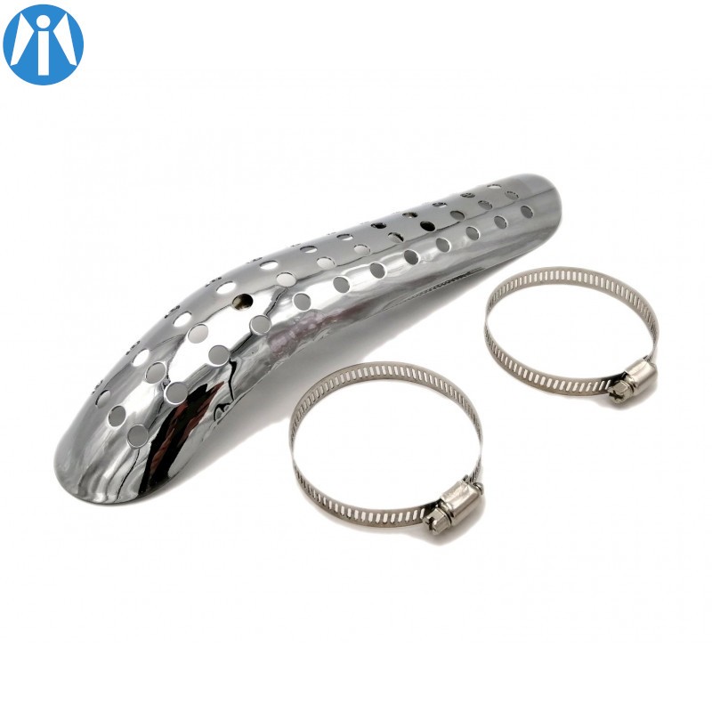 Protection thermique coudée chrome pour échappement