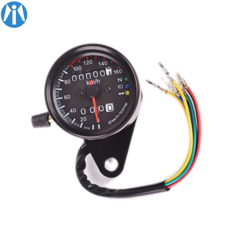 Compteur mécanique noir 160kmh avec témoins