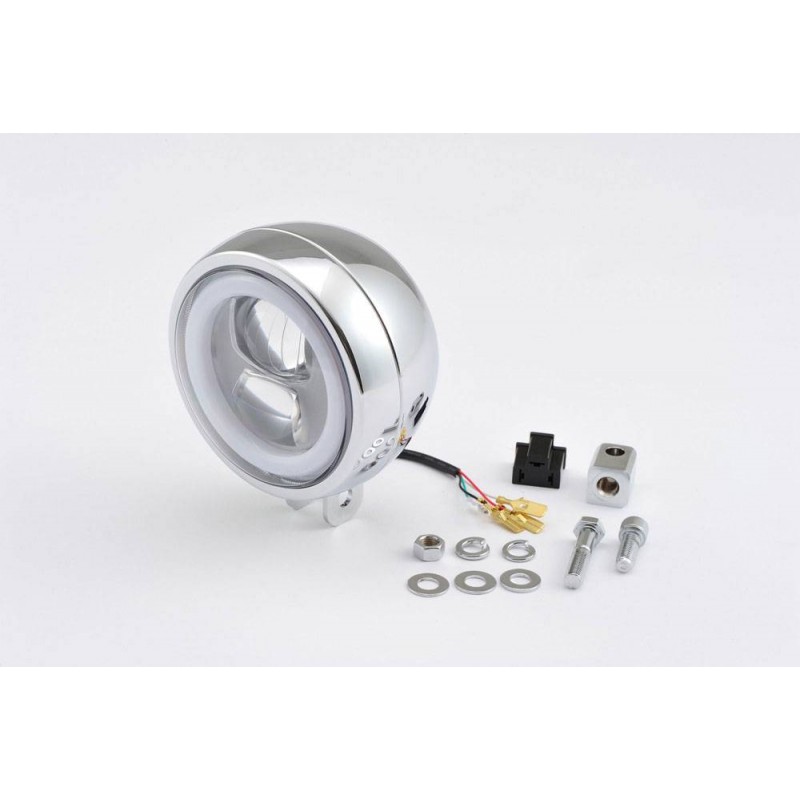 Phare Daytona Capsule-120 LED chrome diamètre 135mm fixation inférieure