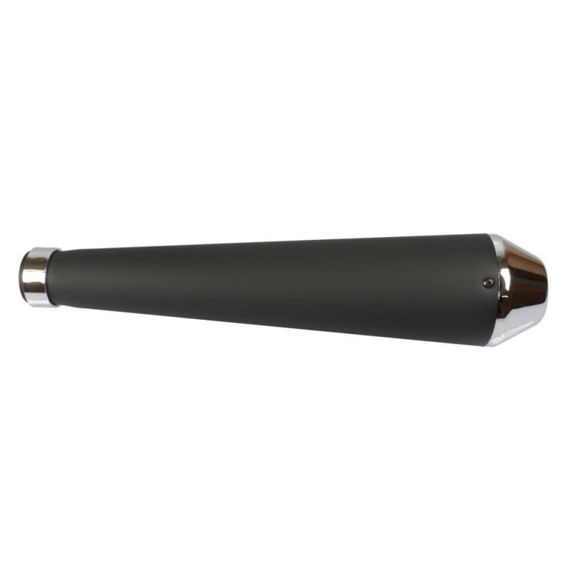 Echappement cone court non homologué noir Embout chrom 440mm Echappement cone court non homologué noir Embout chrom 440mm