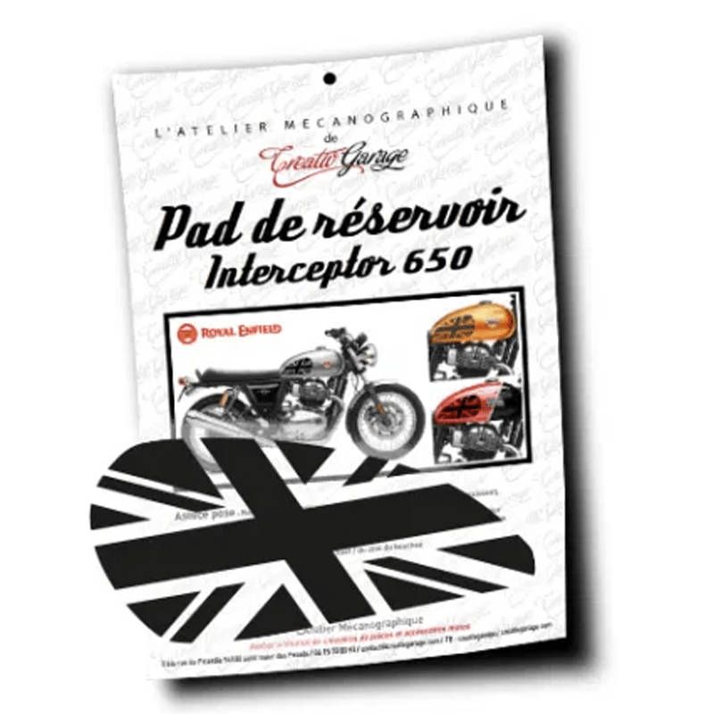 Pads stickers de réservoir noir satin Union Jack Royal Enfield Interceptor 650 image 1