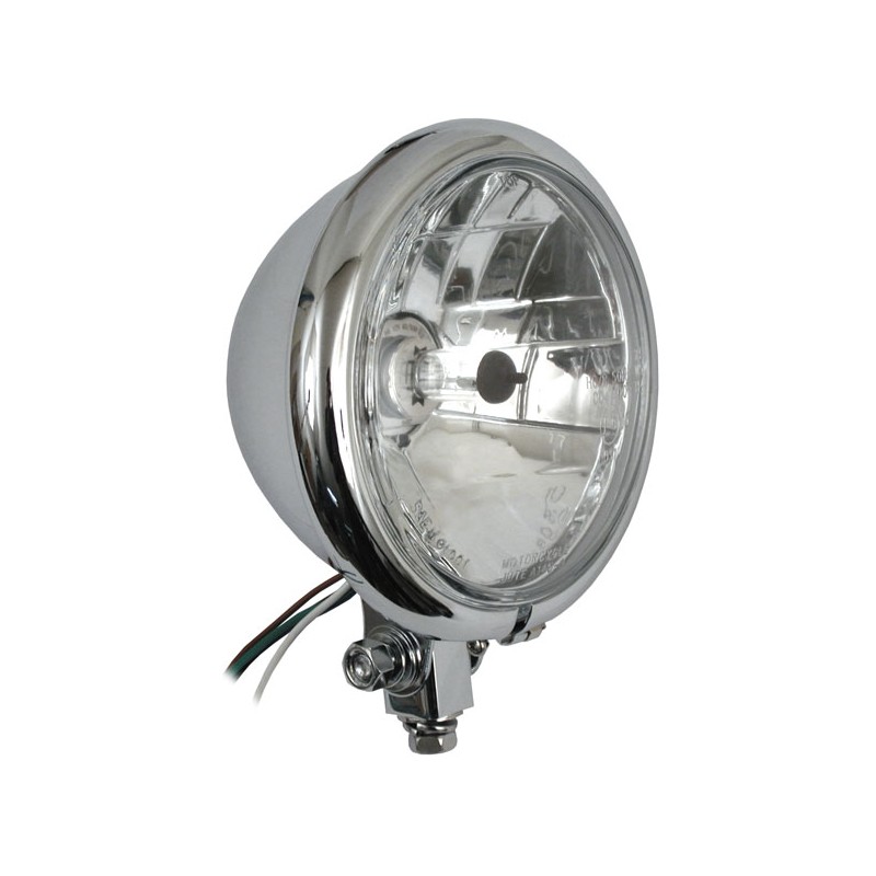 Optique de phare lisse Bates chromée 178mm | Modif Moto