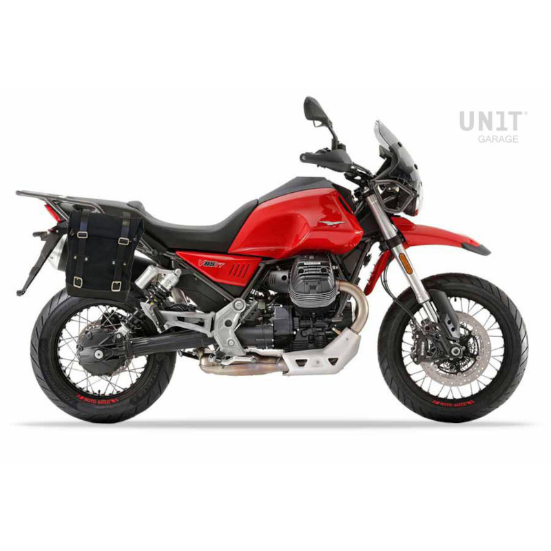 Sacoche latérale en toile et cadre Unit Garage pour Moto-Guzzi V85TT 1 Sacoche latérale en toile et cadre Unit Garage pour Moto-Guzzi V85TT 1