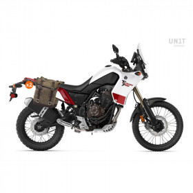 Sacoche latérale en cuir suédé cirée et cadre Unit Garage pour Yamaha Ténéré 700 moss grey