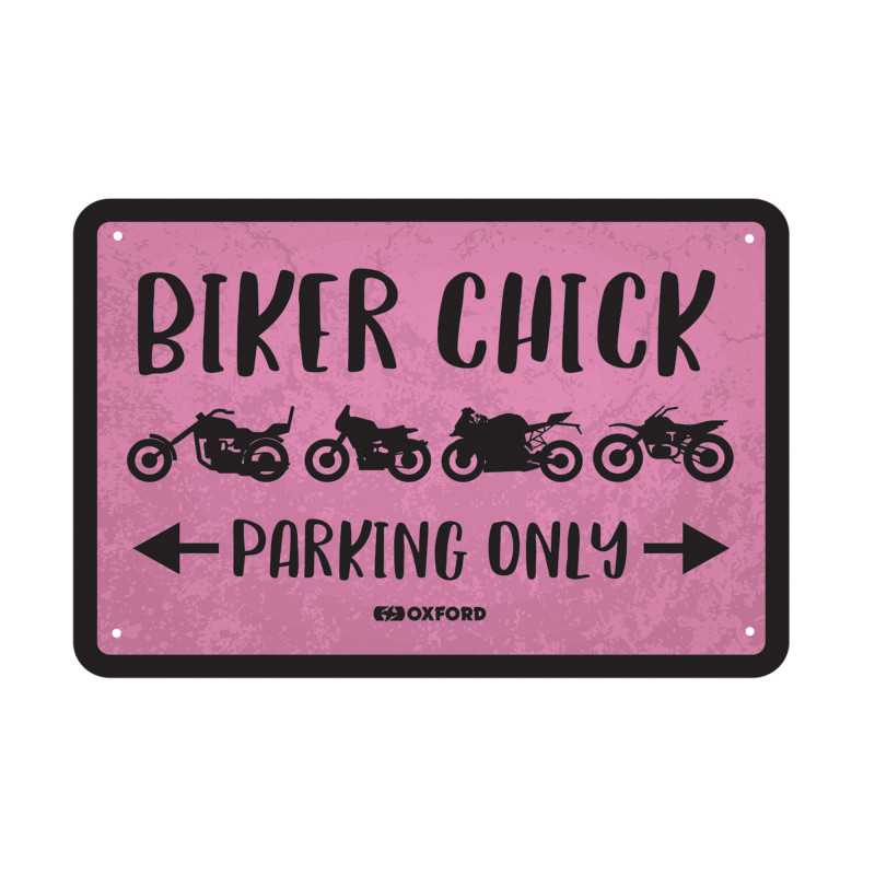 Plaque Métallqiue Garage: BIKER CHICK OXFORD