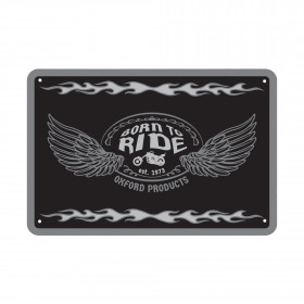 Plaque Métallqiue Garage: BORN TO RIDE OXFORD