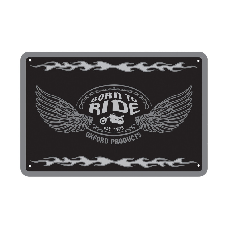 Plaque Métallqiue Garage: BORN TO RIDE OXFORD