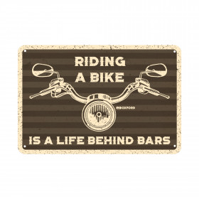Plaque Métallqiue Garage: RIDING A BIKE OXFORD
