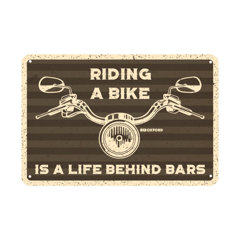 Plaque Métallqiue Garage: RIDING A BIKE OXFORD