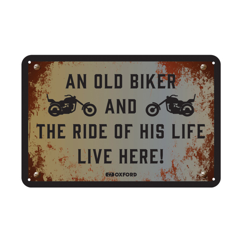 Plaque Métallqiue Garage: THE RIDE OF HIS LIFE LIVE HERE OXFORD
