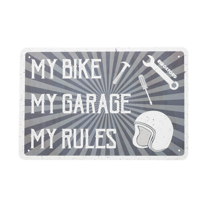 Plaque Métallqiue Garage: MY RULES OXFORD