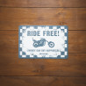 Plaque Métallqiue Garage: RIDE FREE OXFORD